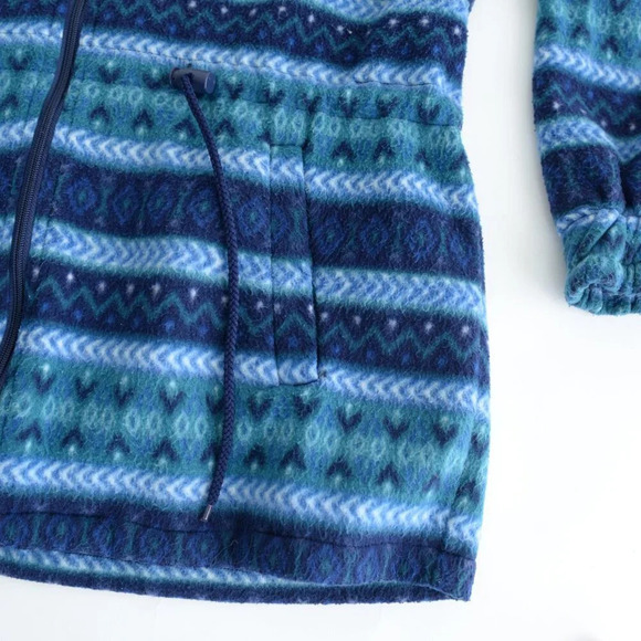 Vintage 90S Cabin Creek Blue & Teal Fleece Zip Up Hooded Sweater Size Small - Picture 5 of 11